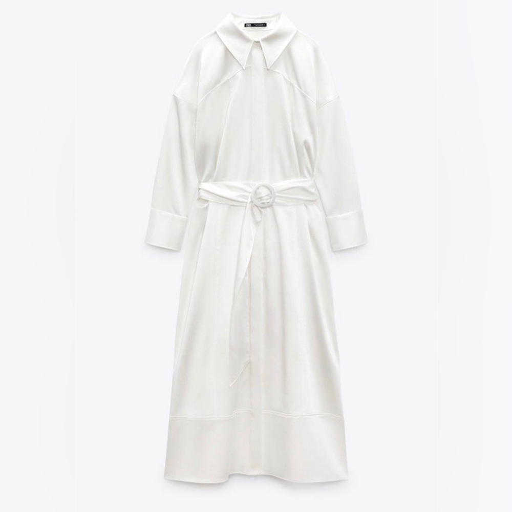 Elegant White Belted Dress